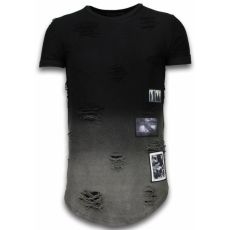Pictured Flare Effect Long Fit - T-Shirt Herr Svart