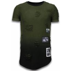 Pictured Flare Effect Long Fit - Herr T-Shirt Grön