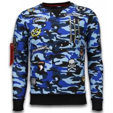 Camo Embriordry Sweater Patches - Herr Tröja Blå
