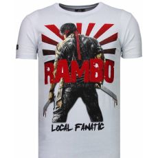 Rambo Shine Rhinestone - Herr T-Shirt Vit