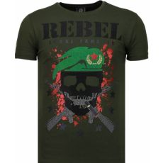 Skull Rebel Rhinestone - T-Shirt Herr Grön