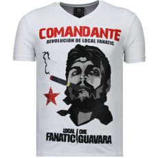 Che Guevara Comandante Rhinestone - Herr T-Shirt Vit