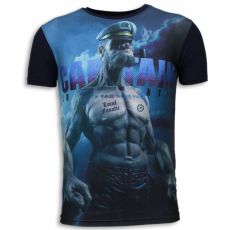 Captain Sailor Man Rhinestone - Herr T-Shirt Marinblå