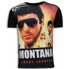 Tony Montana Digital Rhinestone - Herr T-Shirt Svart
