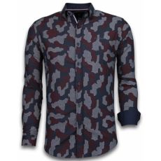 Slim Fit Stretch Shirt - Mönstrad Skjorta Till Kostym Svart