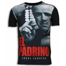 El Padrino Face Rhinestone - Herr T-Shirt Svart