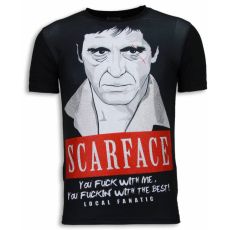 Scarface Red Scar Rhinestone - Herr T-Shirt Svart