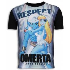 Respect Omerta Rhinestone - Herr T-Shirt Svart