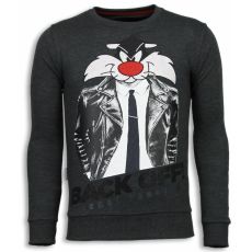 Pussy Cat Rhinestone Sweater - Tröjor Herr Stenkol