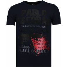 Pablo Escobar Narcos Rhinestone - Herr T-Shirt Blå