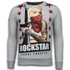 Marilyn Rockstar Rhinestone - Man Tröja Grå