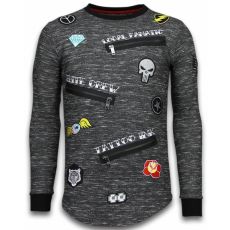 Longfit Patches Elite Crew - Tröjor Män - LF-G -Grå