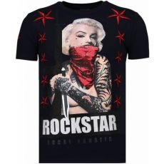 Marilyn Rockstar Rhinestone - Man T-Shirt Blå