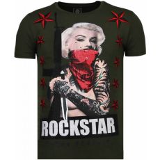 Marilyn Rockstar Rhinestone - T-Shirt Herr Grön