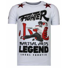 Fighter Legend Rhinestone - Man T-Shirt Vit