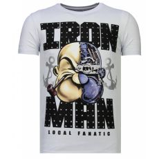 Iron Man Popeye Rhinestone - Man T-Shirt Vit