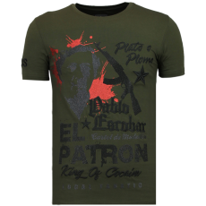 El Patron Pablo Rhinestone - Herr T-Shirt Khaki