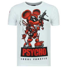 Rhinestones Psycho Mouse - Tryckt T-Shirt Herr - W - Vit