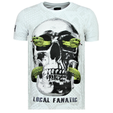 Skull Snake Rhinestones - Dödshuvudet T-Shirt Herrar - W - Vit