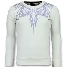 Eagle Glitter Rhinestones - Vit Tröja Herr - W - Vit
