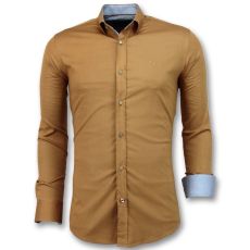 Tomma Skjortor Män - Slim Fit Casual Brun
