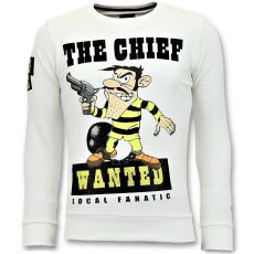 Strass Sweater Män - Chief Wanted Tröja - Vit