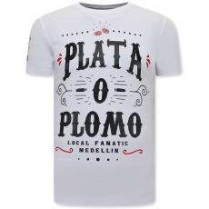Narcos Plata O Plomo Herr T-Shirt - Vit