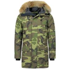 Camouflage Parka - Vinterjacka Lång Herr Grön