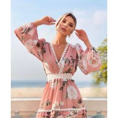 Royal Luxury Print Dress - Rosa
