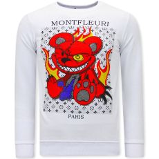 Ulltröja Herr Monster Teddy Bear - Vit