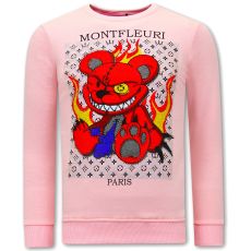 Hög Hals Tröja Monster Teddy Bear - Rosa