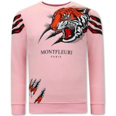 Tröja Med Tryck På RyggenTiger Head Rosa