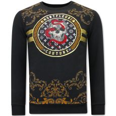 Tröja Med Tryck På Ryggen Snake Skull Svart