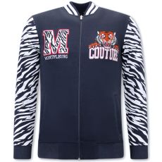 Cardigan För Män Med Tryck Tiger Blå