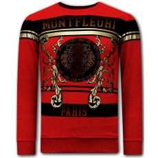 SweaT-Shirt For Men Leeuw Strass Röd