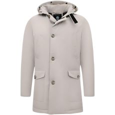 Beige Jacka Herr Med Huva