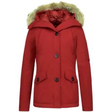 Kvinnors Vinterjacka Kanada Kort - Parka Sidfickor - R - Röd - Storlek S