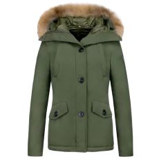 Vinterjacka Kanada Kort - Kvinnors Parka Sidfickor - G - Grun - Storlek S