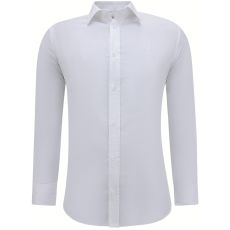 Iga Business Satin Enfärgade Skjortor Herr Slim Fit - Vit