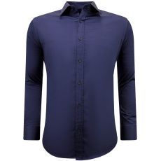 A Satängskjortor För Män Slim Fit - Marinblå