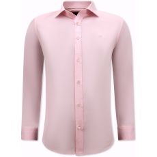 Business Smart Satinskjorta För Män Slim Fit - Rosa