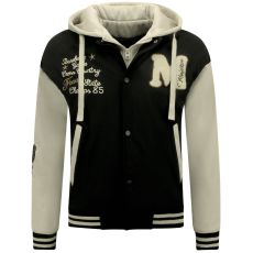 Baseball Jacka Classic Oversized Med Huva -- Svart