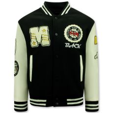 Vintage Varsity Baseball Oversized Jacka För Herrar - Svart
