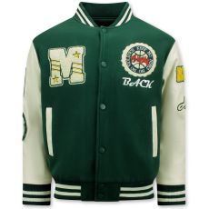 Vintage Oversized Varsity Jacka För Män - Grön