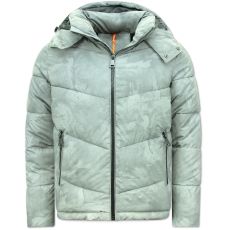 Reflector Grey Puffer Jacket Med Huva För Män