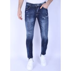Rippade Jeans För Män Slim Fit - Blå