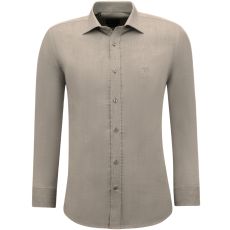 Herrskjortor Långärmade Enfärgade Oxford Slim Fit - BrunGrå