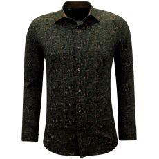 Skjortor För Män Långärmad Med Tryck Slim Fit Brun