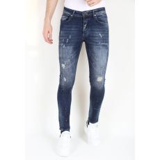 Slim Fit-jeans Med Färgstänk För Män -MM- Blå