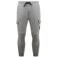 Sweatpants Slim Fit För Herr - Sweatpants Med Fickor - Grå